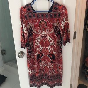 Paisley Coral/Red/White Dress